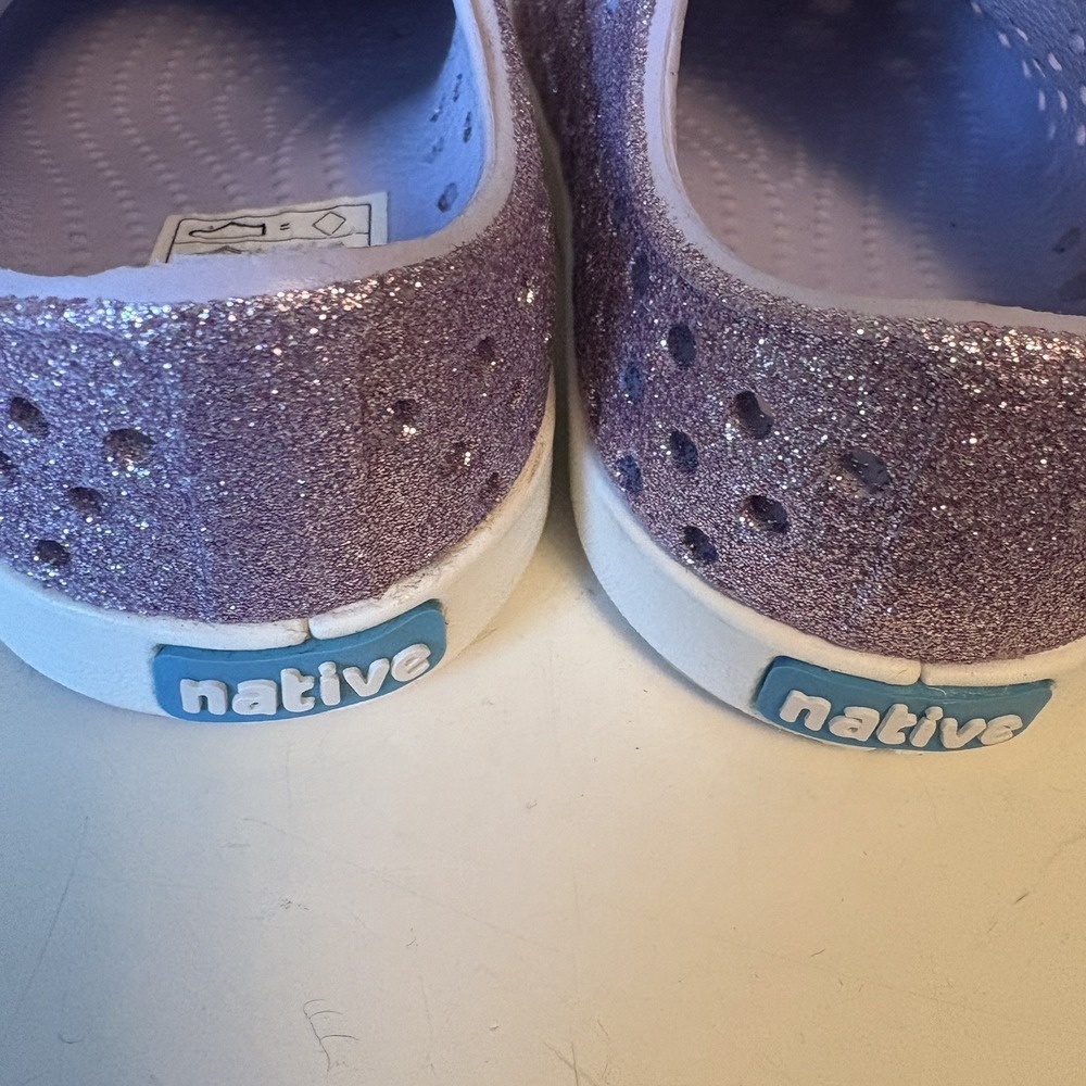 Native Kids Glitter Slip-On Sneakers in Lavender and White - Picture 10 of 12